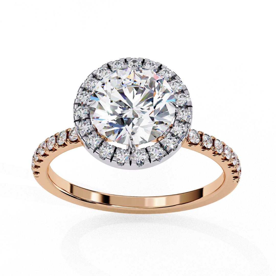 Round Cut Halo Lab-Grown Diamond Ring