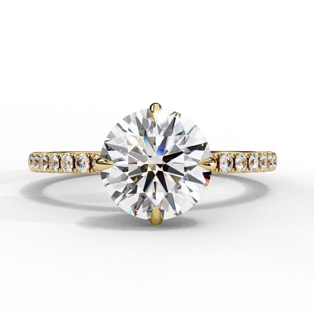 Round Lab-Grown Diamond Hidden Halo Pavé Ring