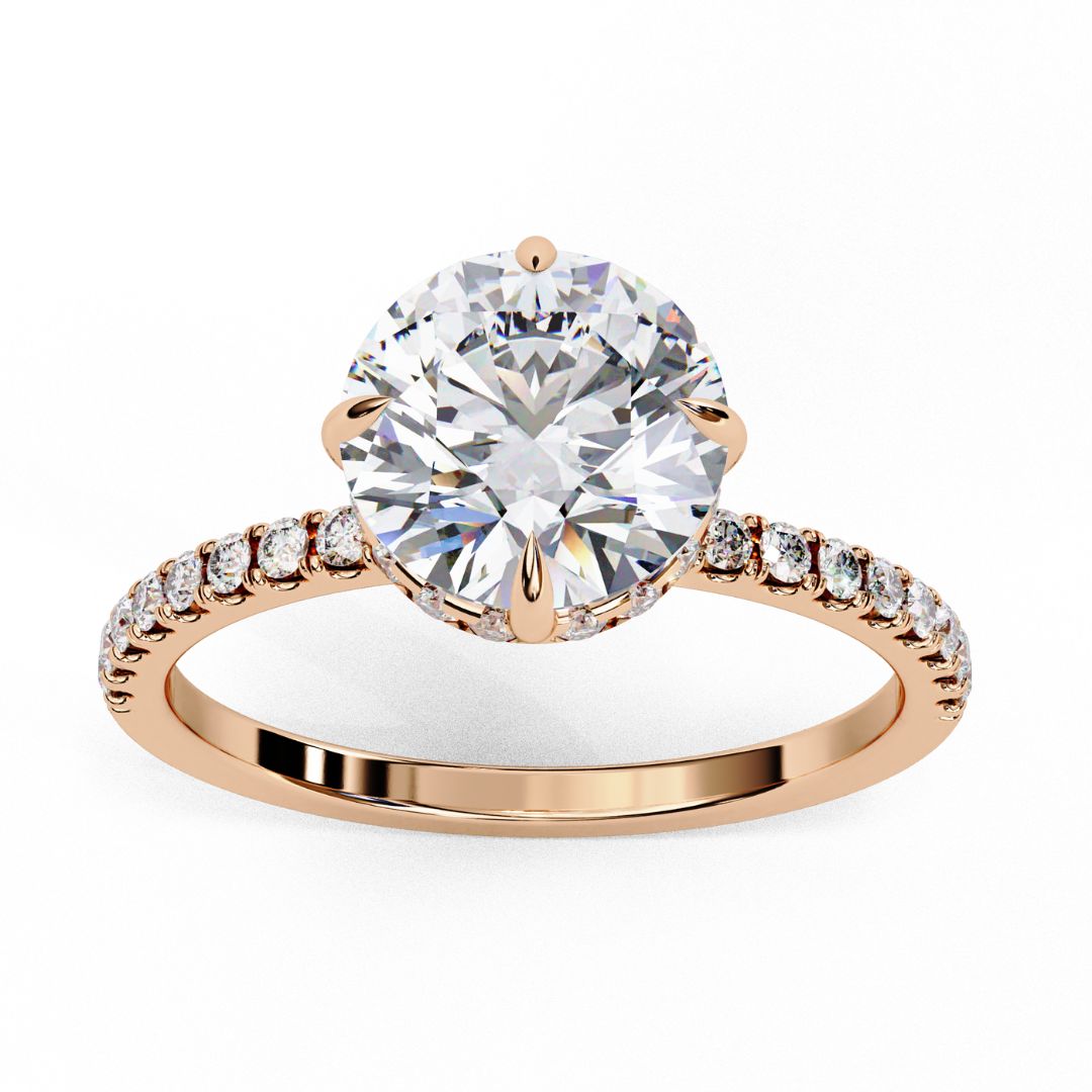 Round Lab-Grown Diamond Hidden Halo Pavé Ring