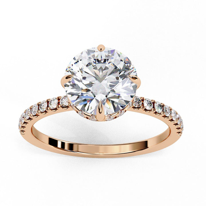 Round Lab-Grown Diamond Hidden Halo Pavé Ring