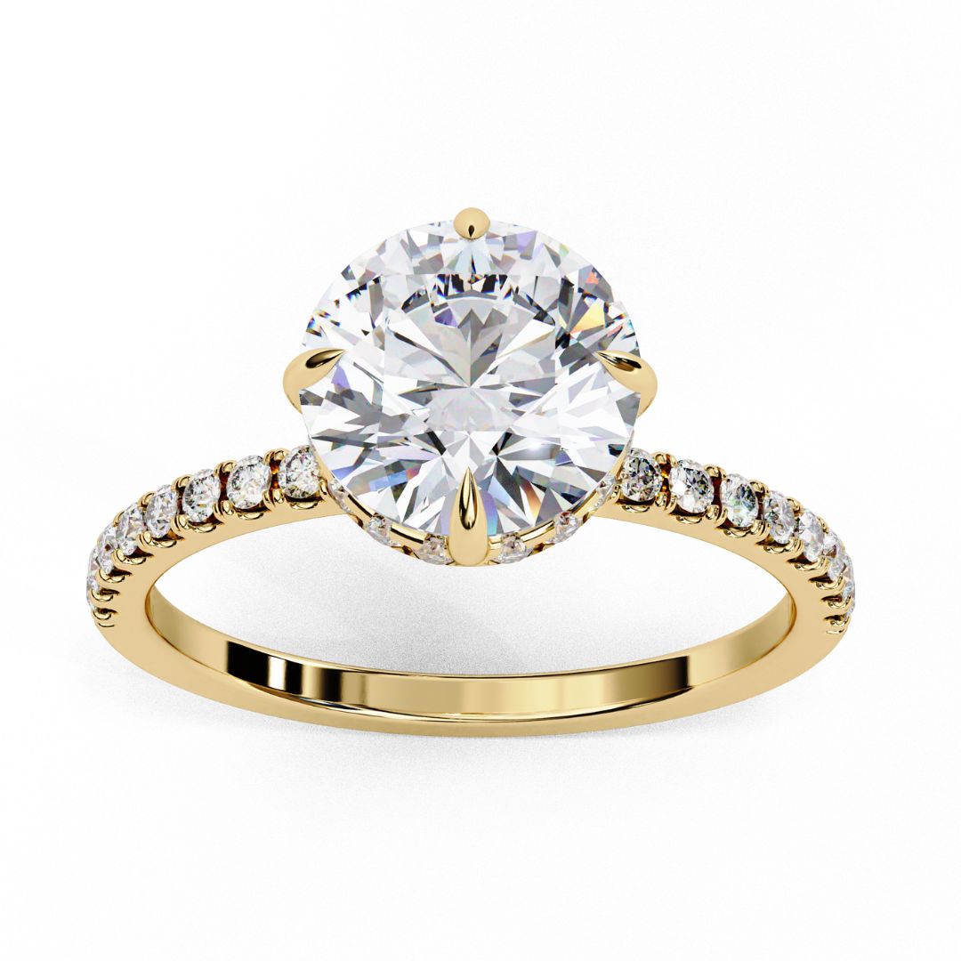 Round Lab-Grown Diamond Hidden Halo Pavé Ring
