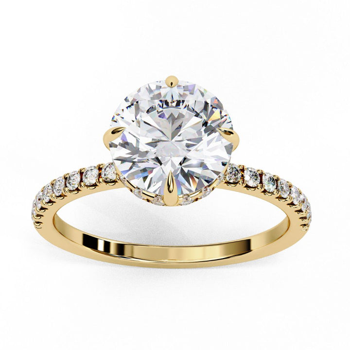 Round Lab-Grown Diamond Hidden Halo Pavé Ring