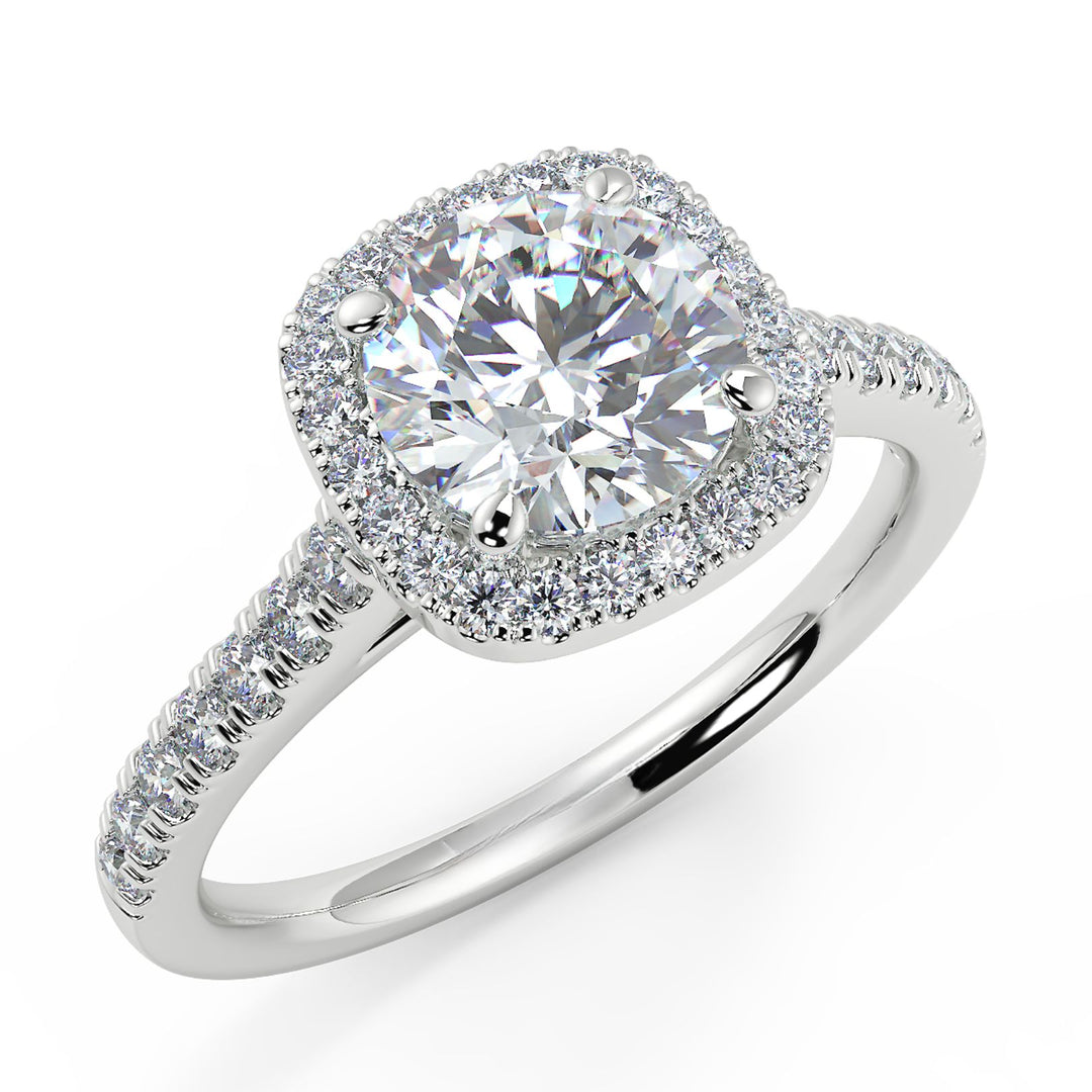 Halo Round Brilliant Cut Lab-Grown Diamond Ring