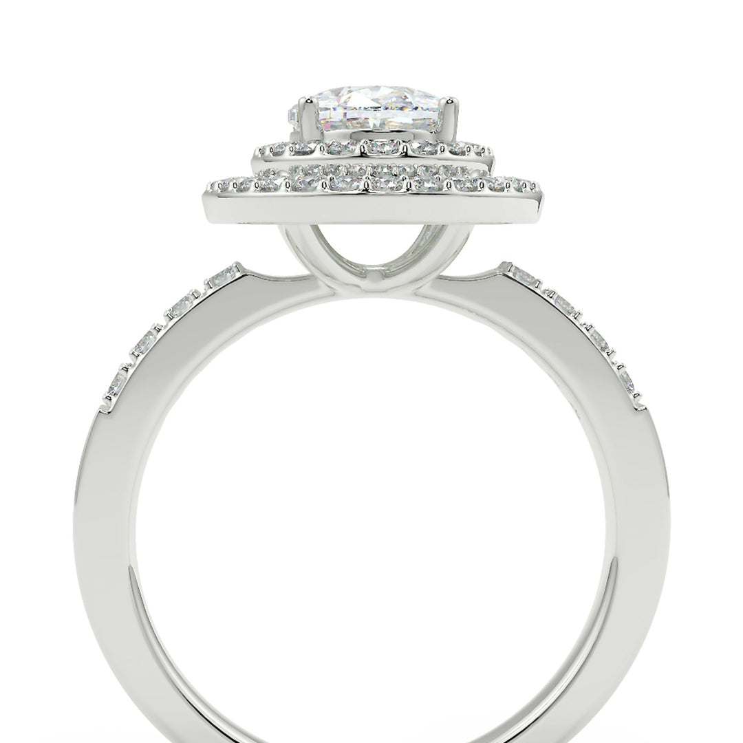 Double Halo Lab-Grown Oval Cut Diamond Ring