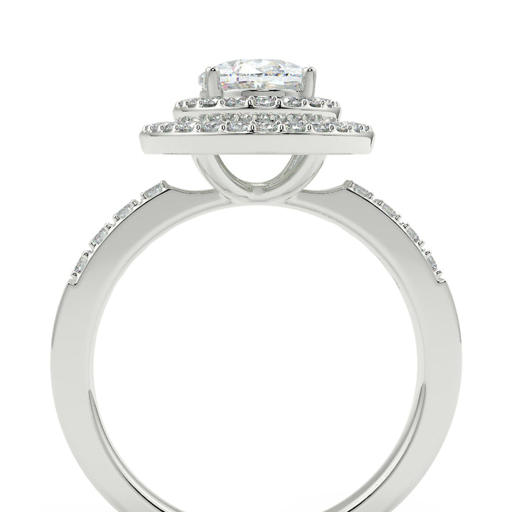 Double Halo Lab-Grown Oval Cut Diamond Ring