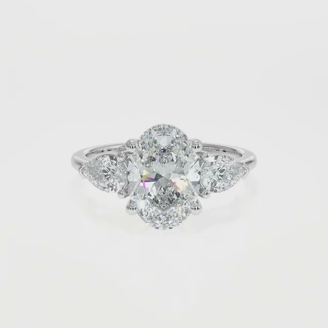 Oval-Pear Trilogy Lab-Grown Diamond Ring