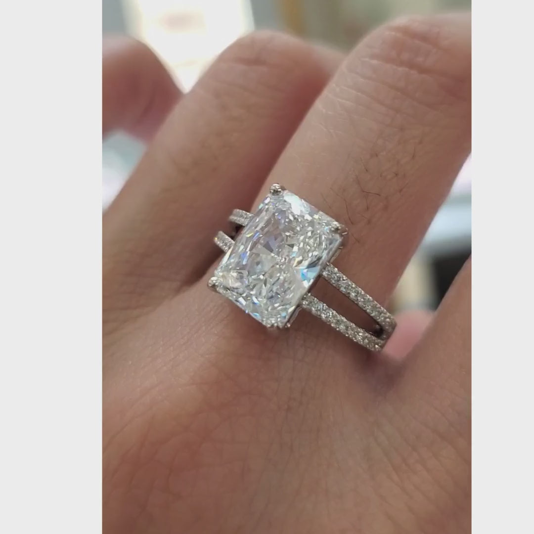 Radiant-Cut Lab-Grown Diamond Split-Shank Ring